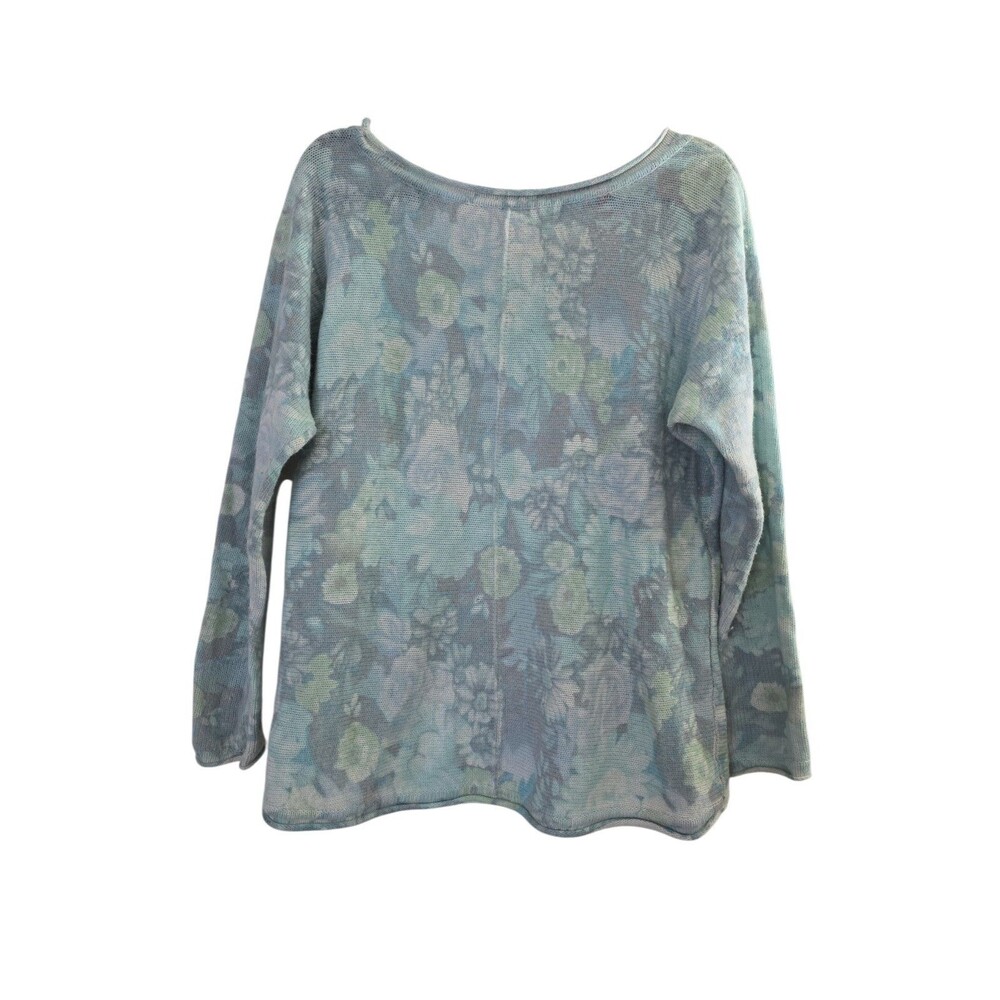 Free People Flower Bomb Angora Wool Slouchy Sweater Top Green Blue Womens Small - Picture 2 of 4